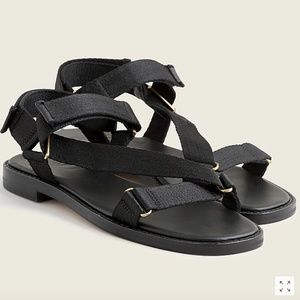 Brand New J Crew Black Sporty Canvas Sandals Size 9
